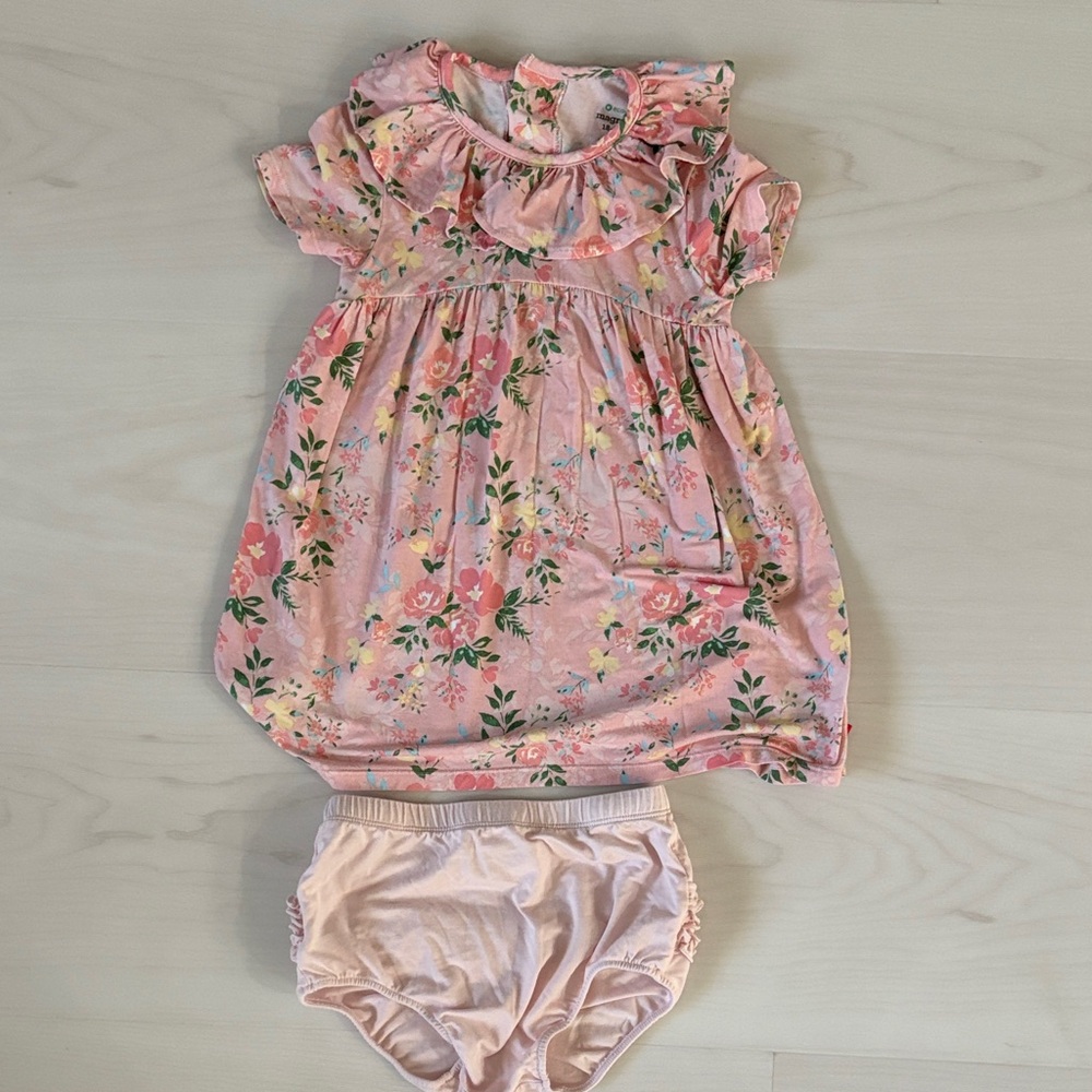 Magnetic Me Floral Modal  Pink Dress with Bloomers, 18-24 mo
